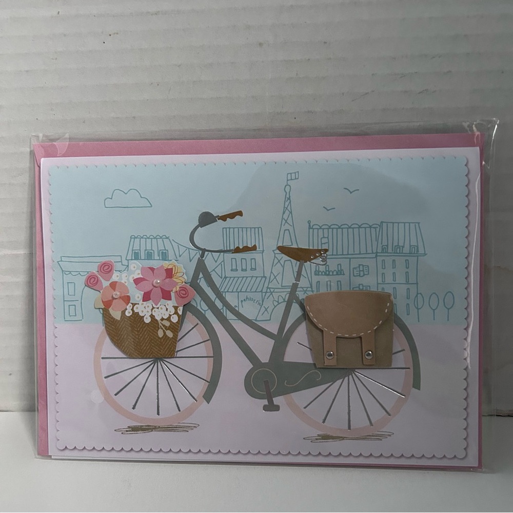 A Bike in Paris – Embellished Bicycle Greeting Card